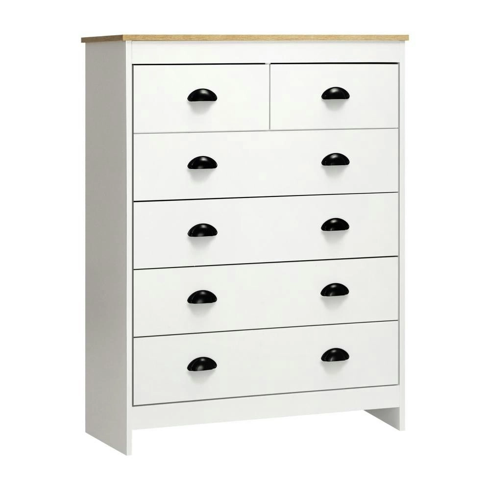 ALDO Tallboy Chest of Drawer Dresser with 6 Drawers Bedroom Storage Cabinet White