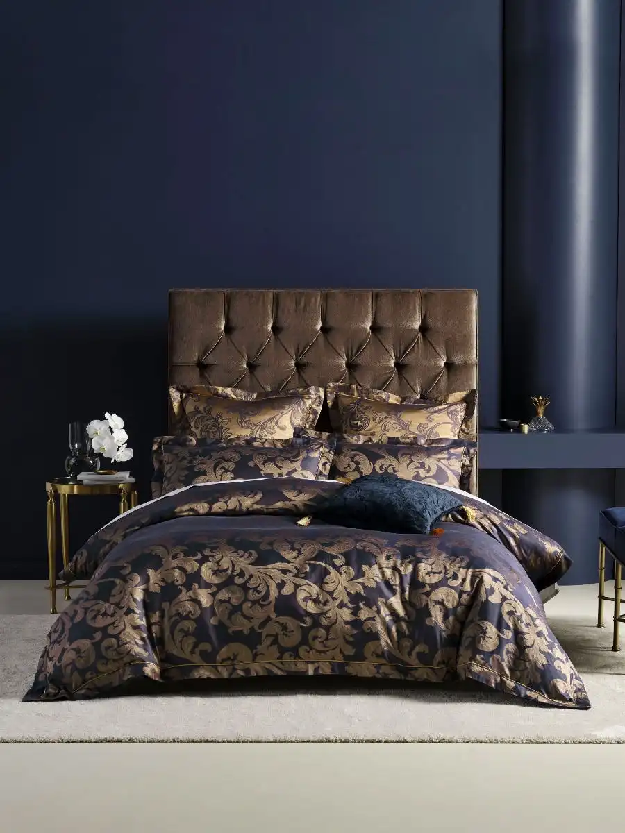 Grace By Linen Verity Navy Quilt Cover Set