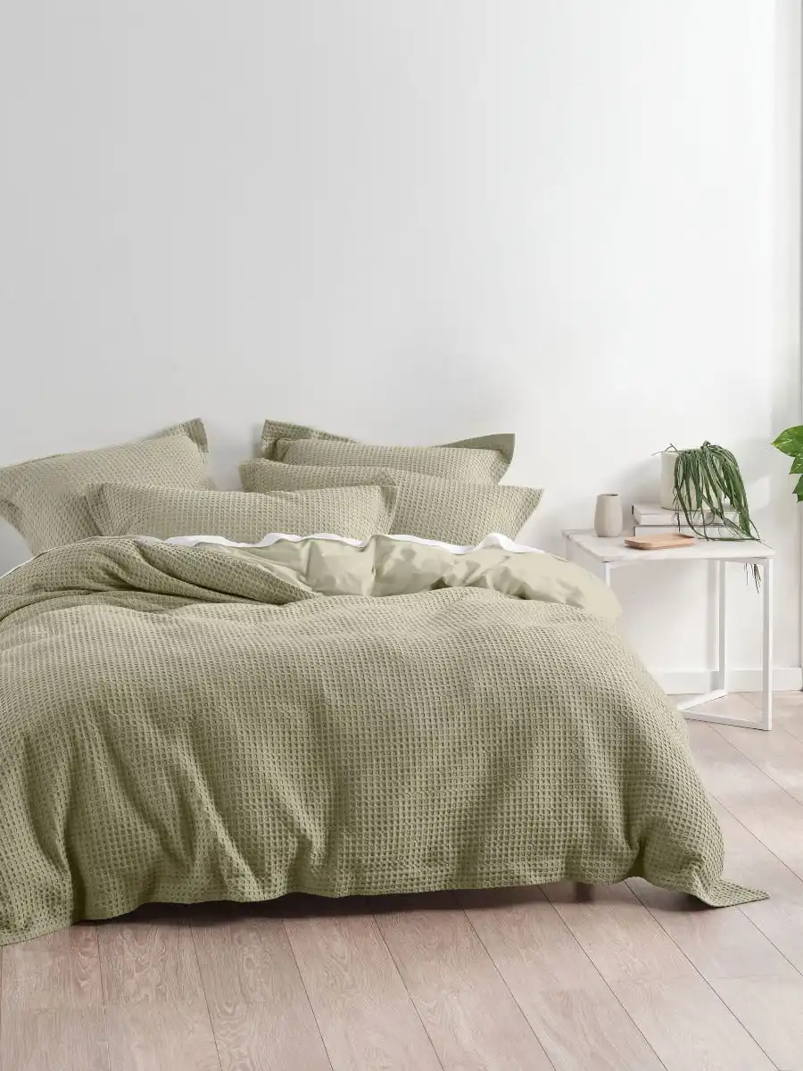 Linen House Deluxe Waffle Quilt Cover Set   Eucalyptus