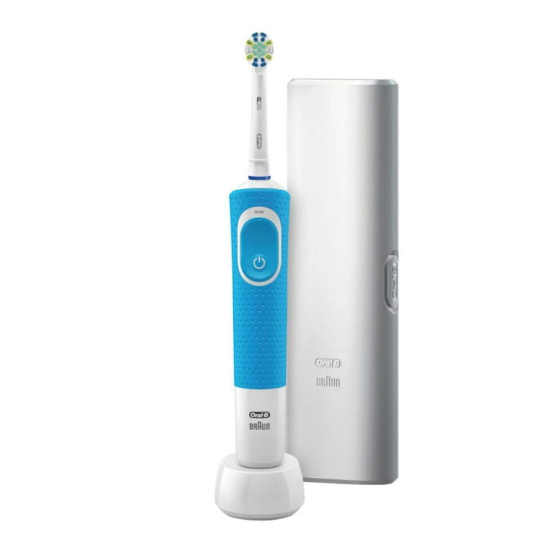 Oral-B Pro 100 Floss Action Electric Toothbrush W/ Travel Case - Blue