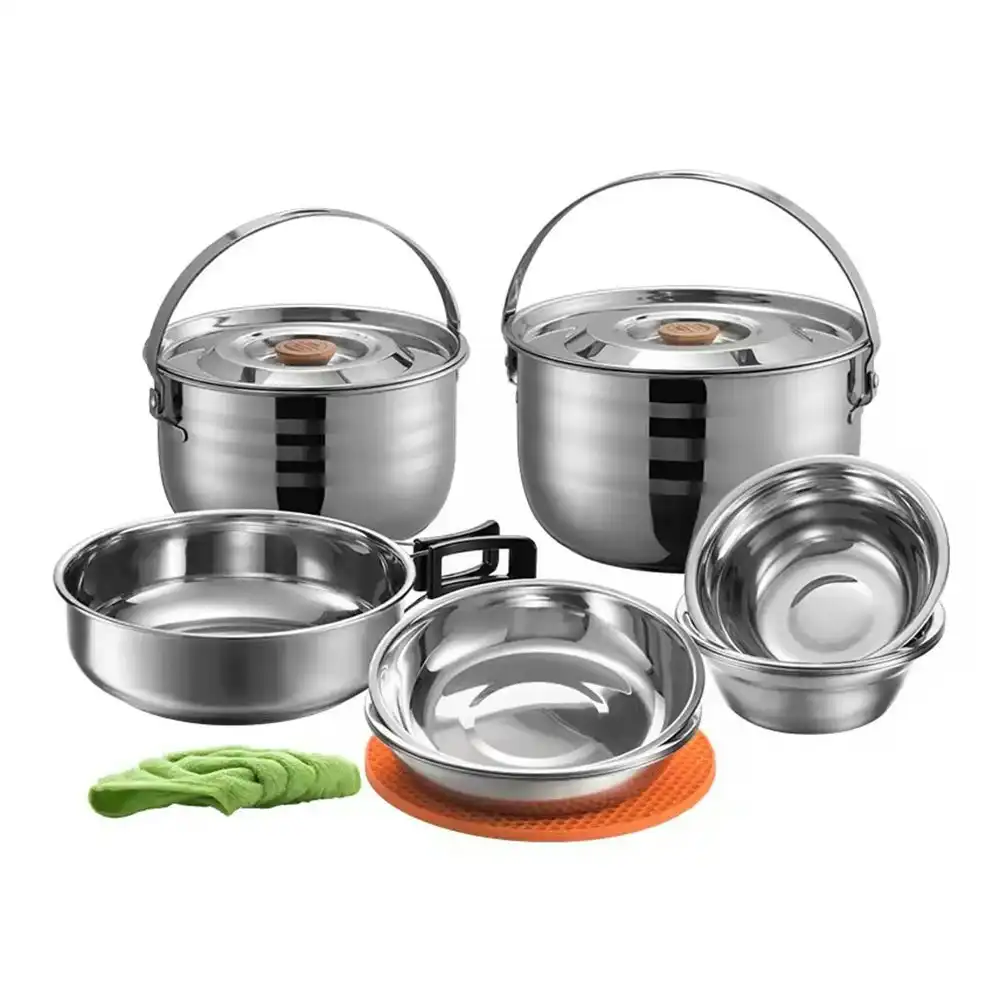 Campingmoon 13 PCS Camping Cookware Set Outdoor Hiking Cooking Pan Pot Picnic