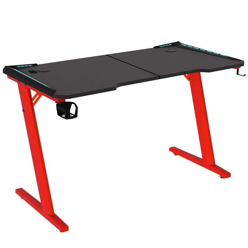 Odyssey8 Dual Panel 1.2m Gaming Desk Office Table Desktop with LED Light & Effects - Red