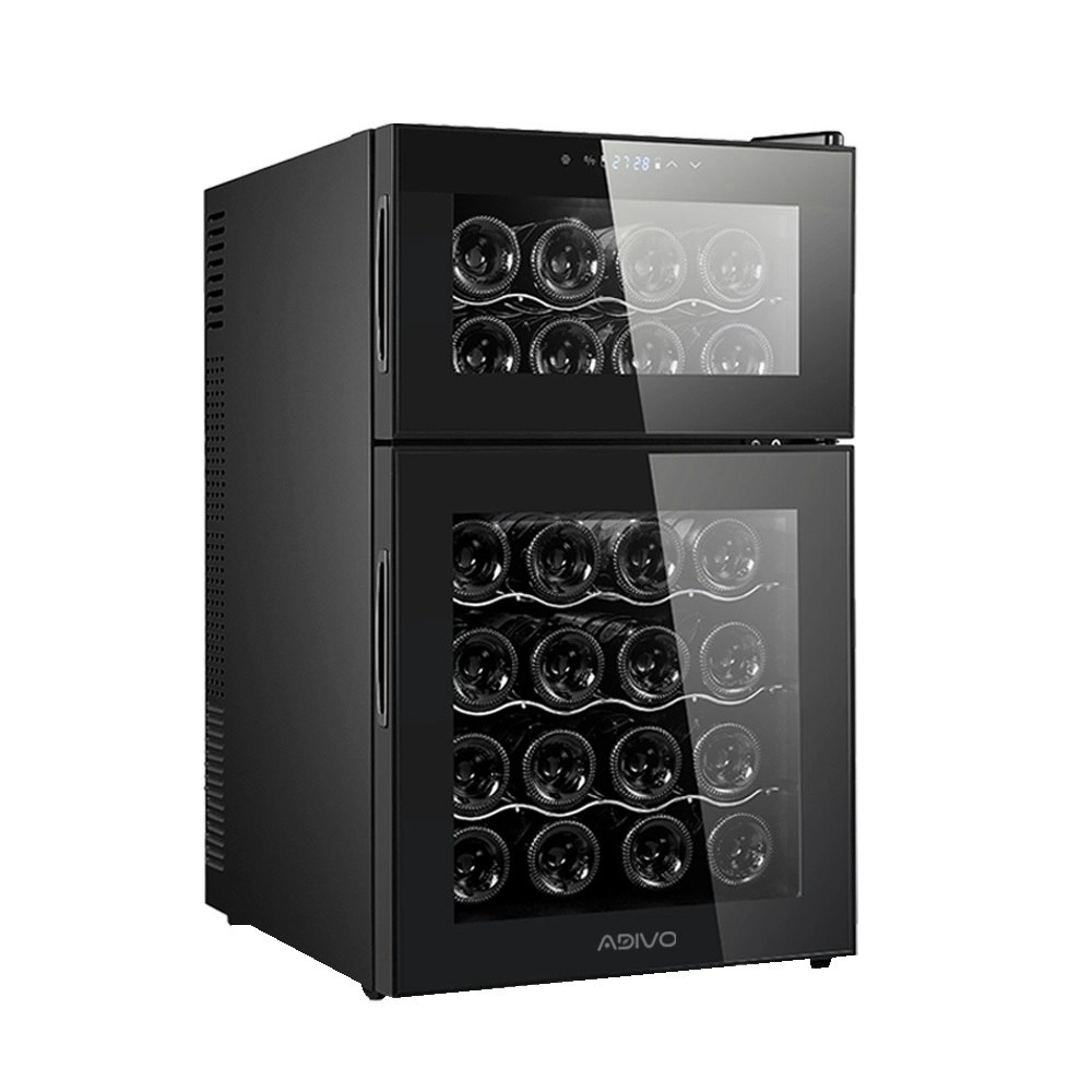 ADIVO 24 Bottle Dual Zone Wine Cooler Fridge Compressor Cellar Chiller Black