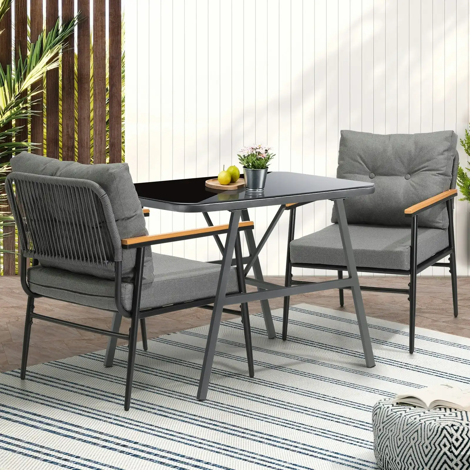 Livsip Outdoor Dining Set Patio Furniture Garden Table and Chairs 2 Seater