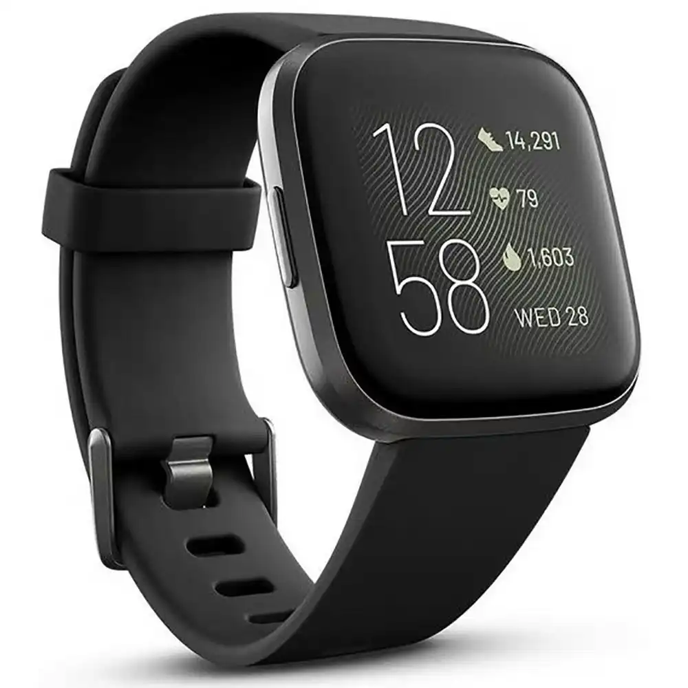 Refurbished Fitbit Versa 2 Smart Fitness Watch - Black/Carbon