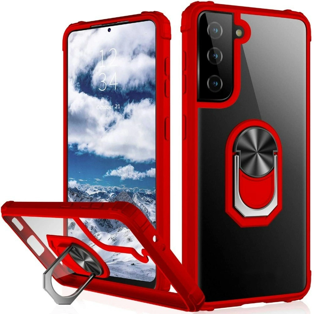 Tough Case with Stand for Galaxy S21+ 6.7" - Clear/Red