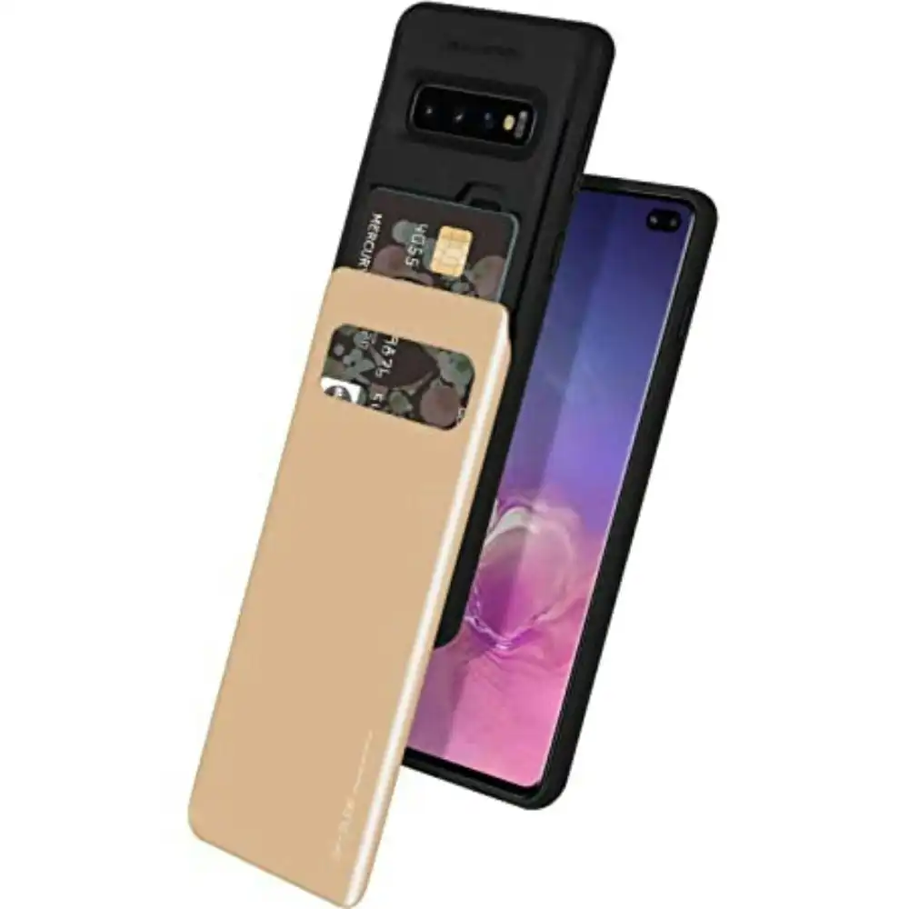 Sky Slide Bumper Case With Card Slot For Galaxy S10e 5.8" - Gold