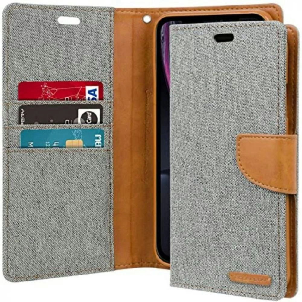 Canvas Book Case For Galaxy S8+ 6.2" - Grey