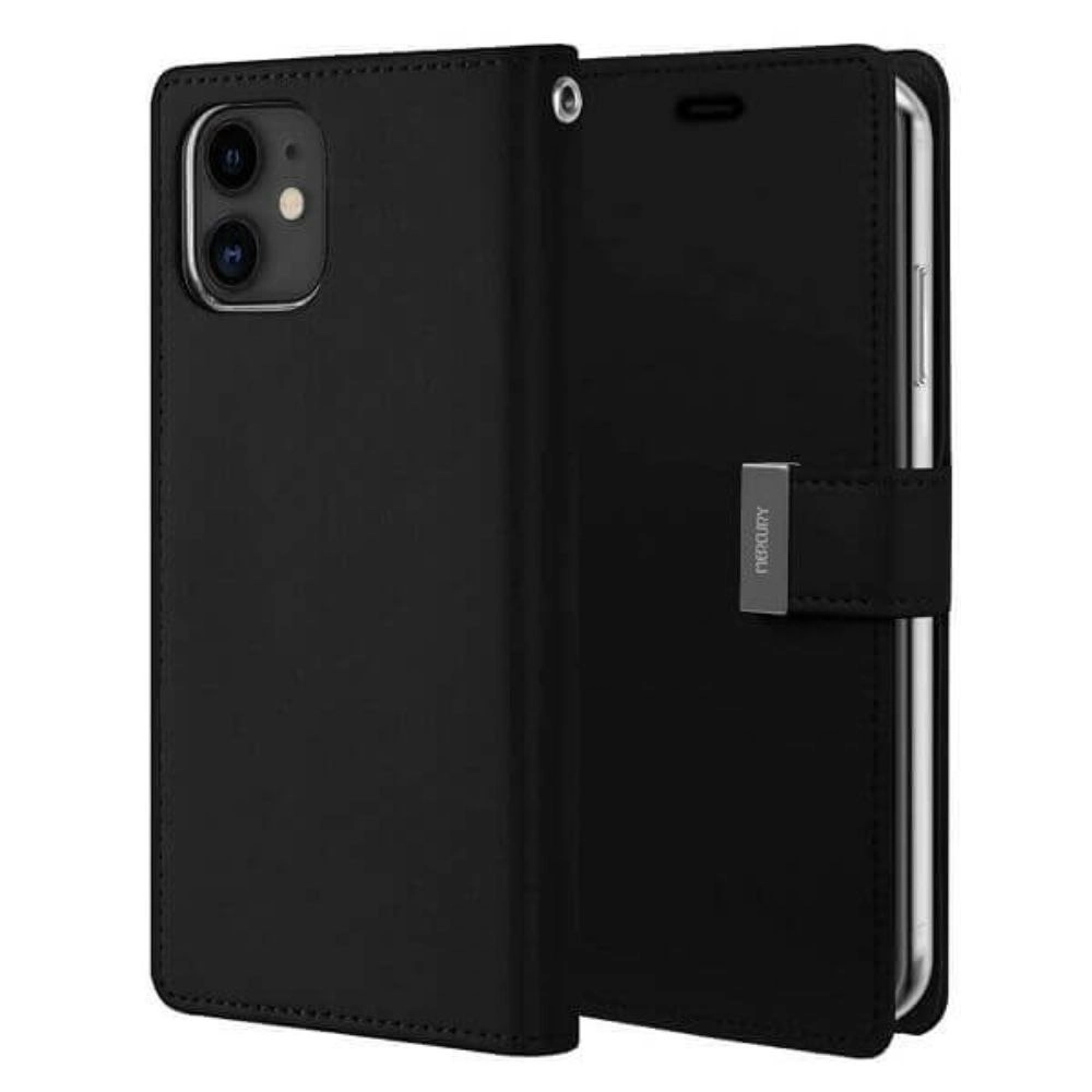 Goospery Rich Diary Book Case for iPhone 12 Mini 5.4" - Black