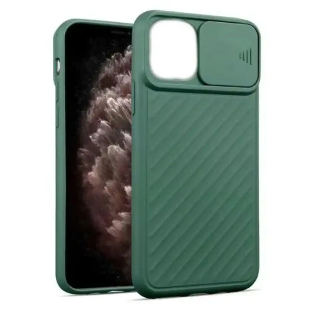 Slide Lens Camera Protection Case for iPhone 12 / 12 Pro 6.1" - Green