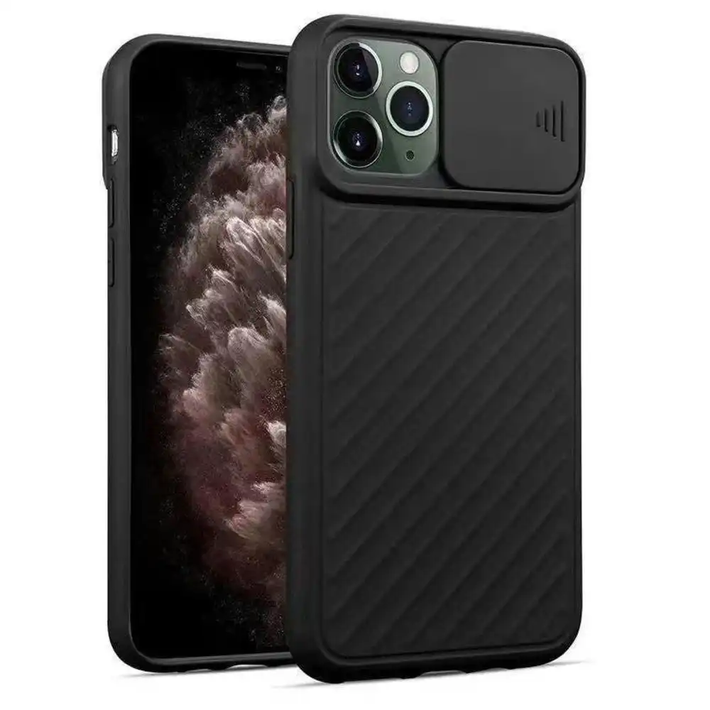 Slide Lens Camera Protection Case for iPhone 12 Pro Max 6.7'' - Black