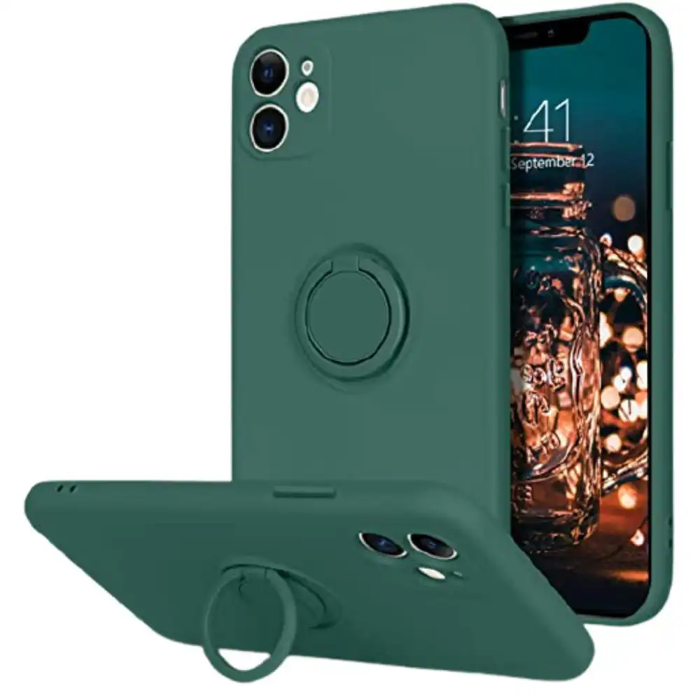 Shockproof Silicon Case with Ring Stand for iPhone 12 Mini 5.4" - Green