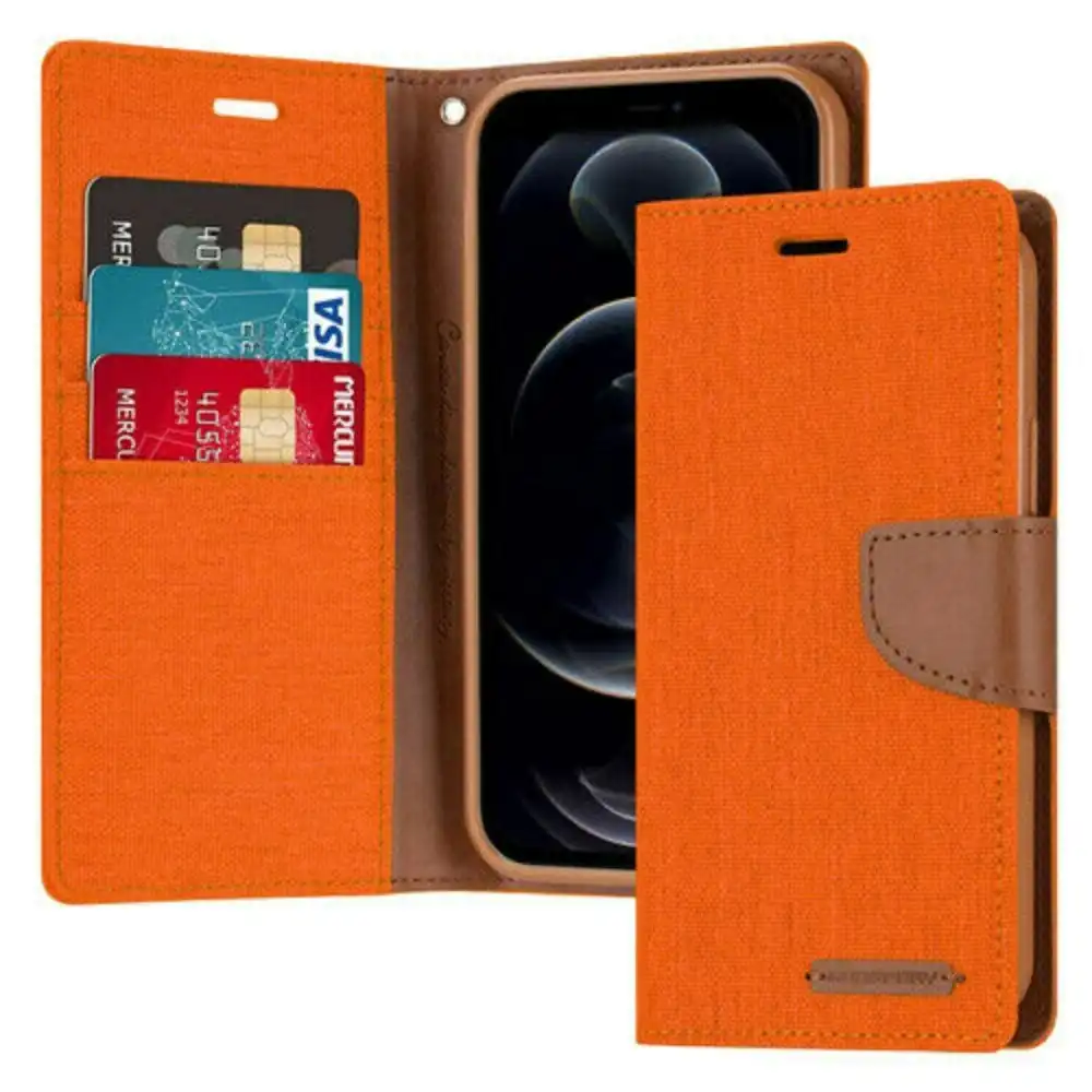 Goospery Canvas Book Case for iPhone 13 Pro Max 6.7"- Orange