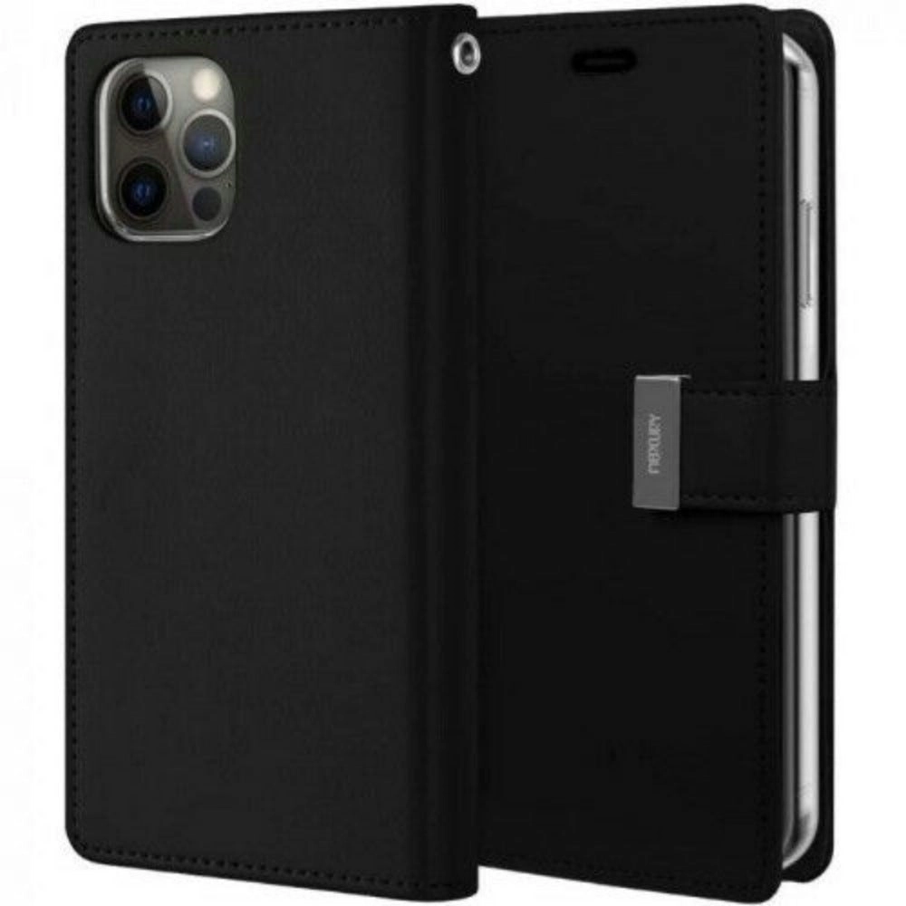 Goospery Rich Diary Book Case for iPhone 13 Pro Max 6.7" - Black