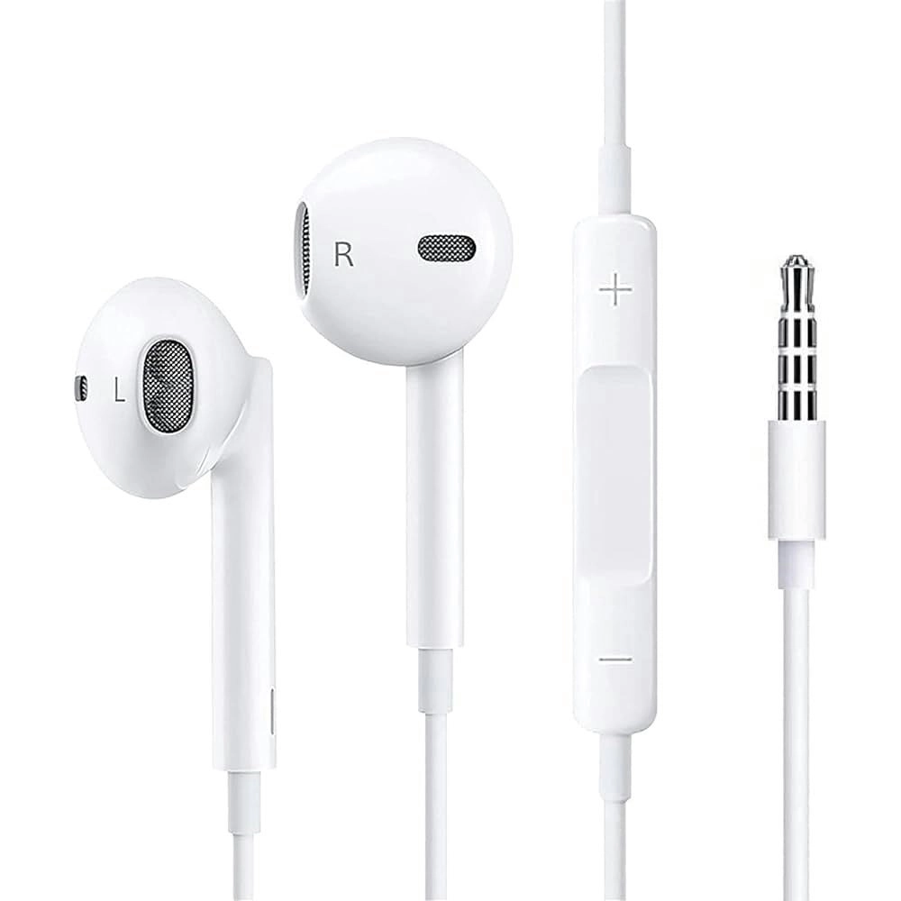 Wired Earphones with Microphone 3.5mm - White