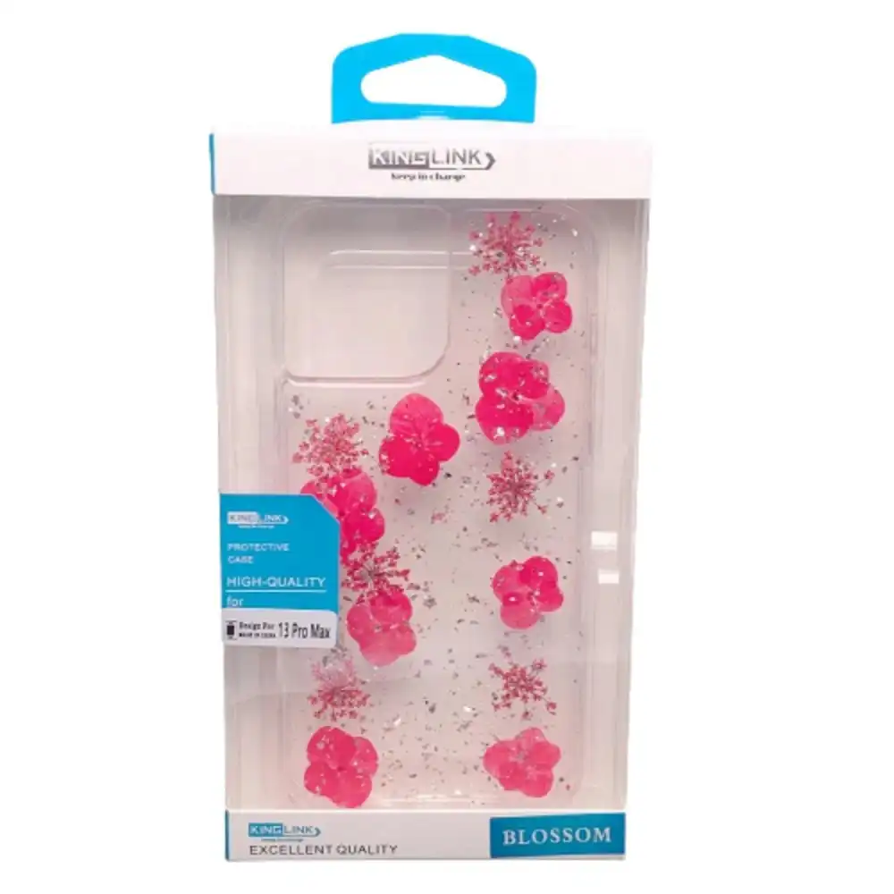 King Link Real Flower Crystal Hard Case For iPhone 13 6.1" - Red