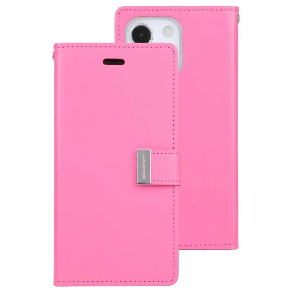 Goospery Rich Diary Book Case For iPhone 14 Plus 6.7" - Hot Pink