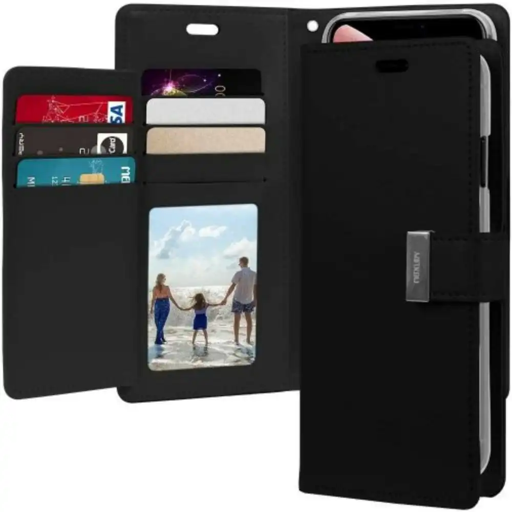 Goospery Rich Diary Book Case For iPhone 14 Pro Max 6.7" - Black