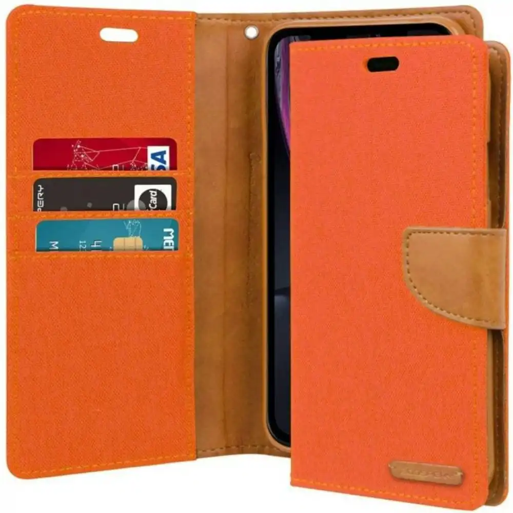 Goospery Canvas Book Case For iPhone 13 6.1" - Orange