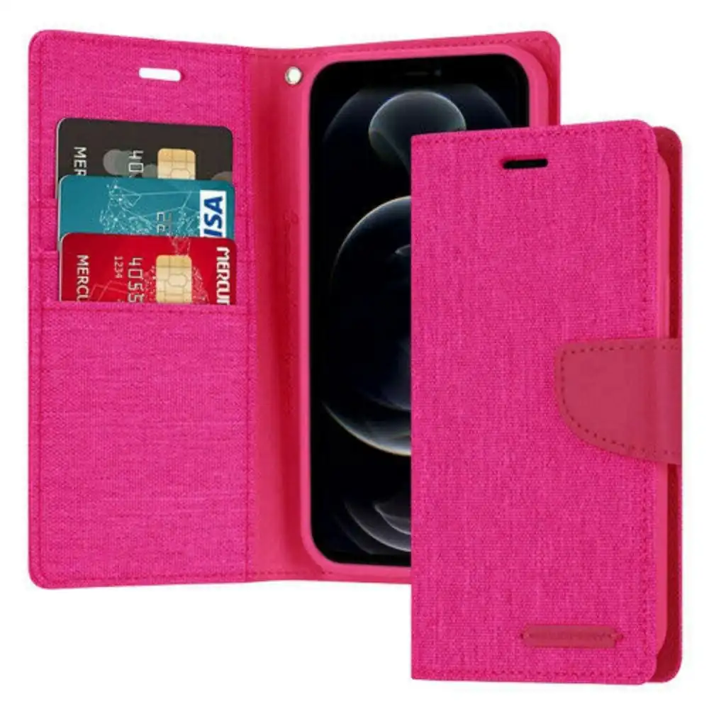 Goospery Canvas Book Case For iPhone 13 Pro 6.1" - Pink