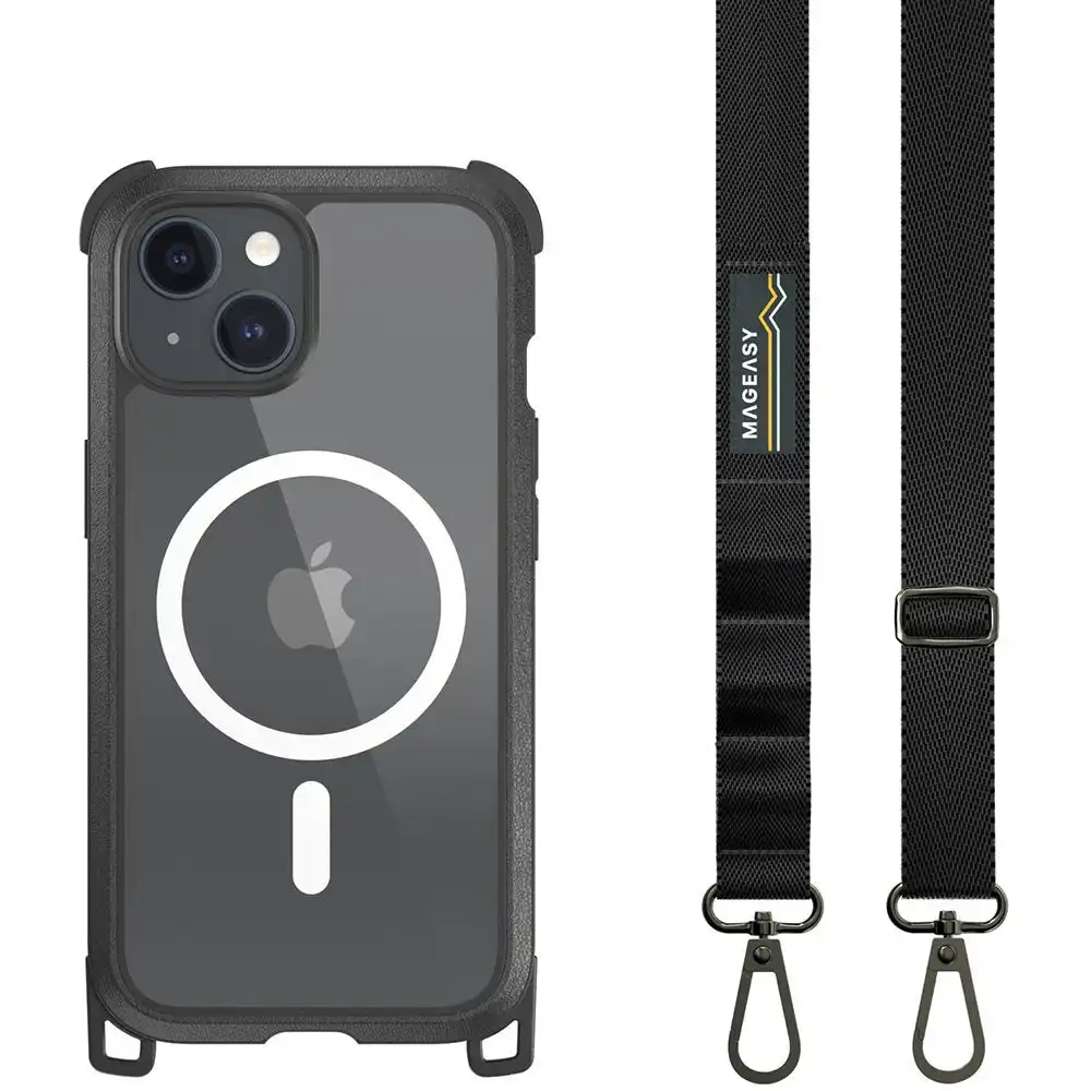 MagEasy Odyssey M + Strap MagSafe Case for iPhone 15 6.1" - Black