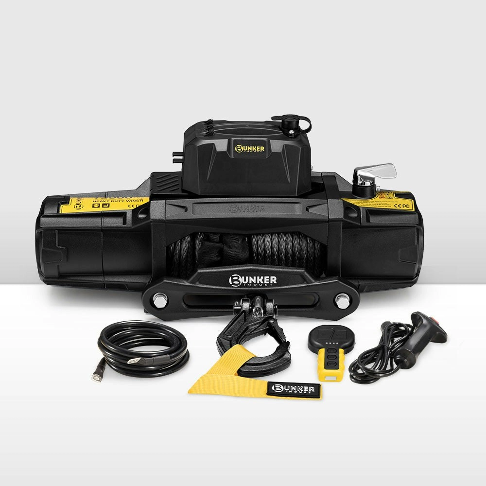 Bunker Indust 13000LBS/5897KGS 12V Electric Winch Synthetic Rope Wireless Remote