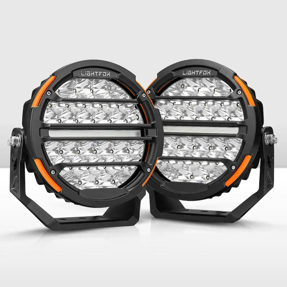 Lightfox Pair 9 inch Osram LED Driving Lights Round Spotlight Spot DRL Headlight