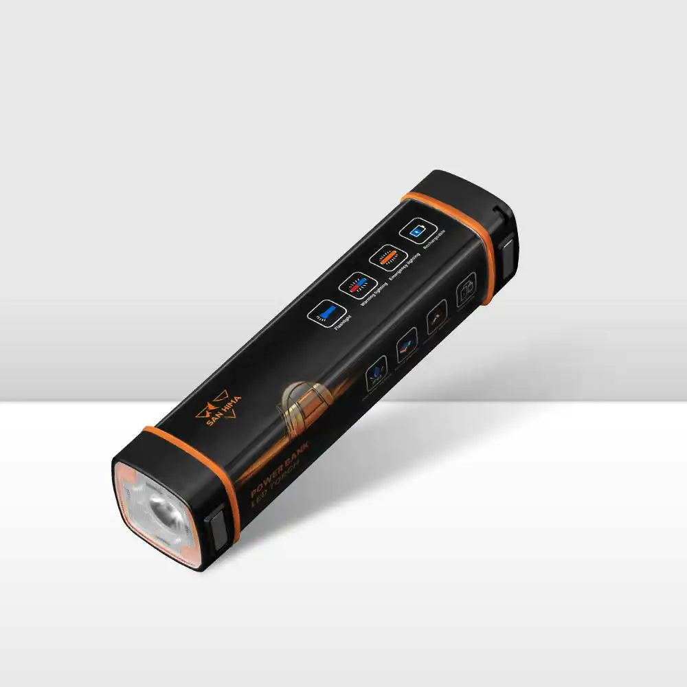 San Hima LED Torch Light Power Bank Lithium Flashlight USB Rechargeable