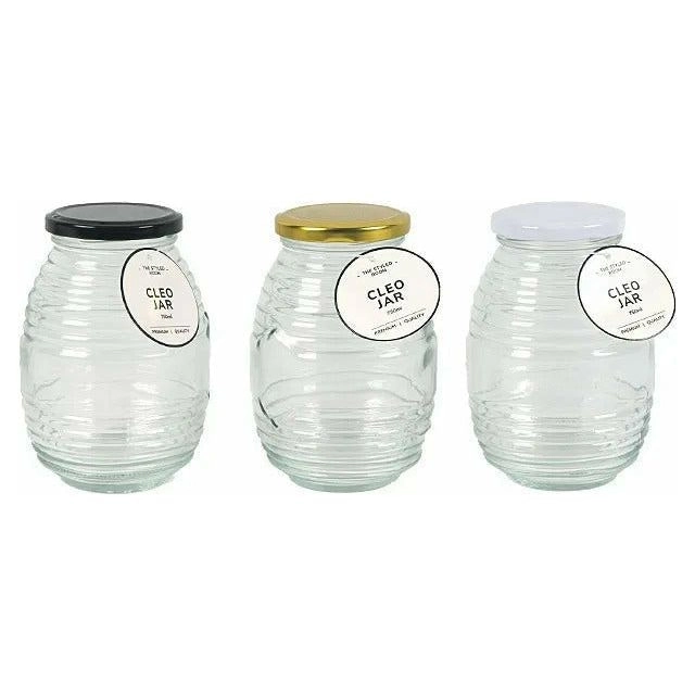 Glass Jar Ribbed Large