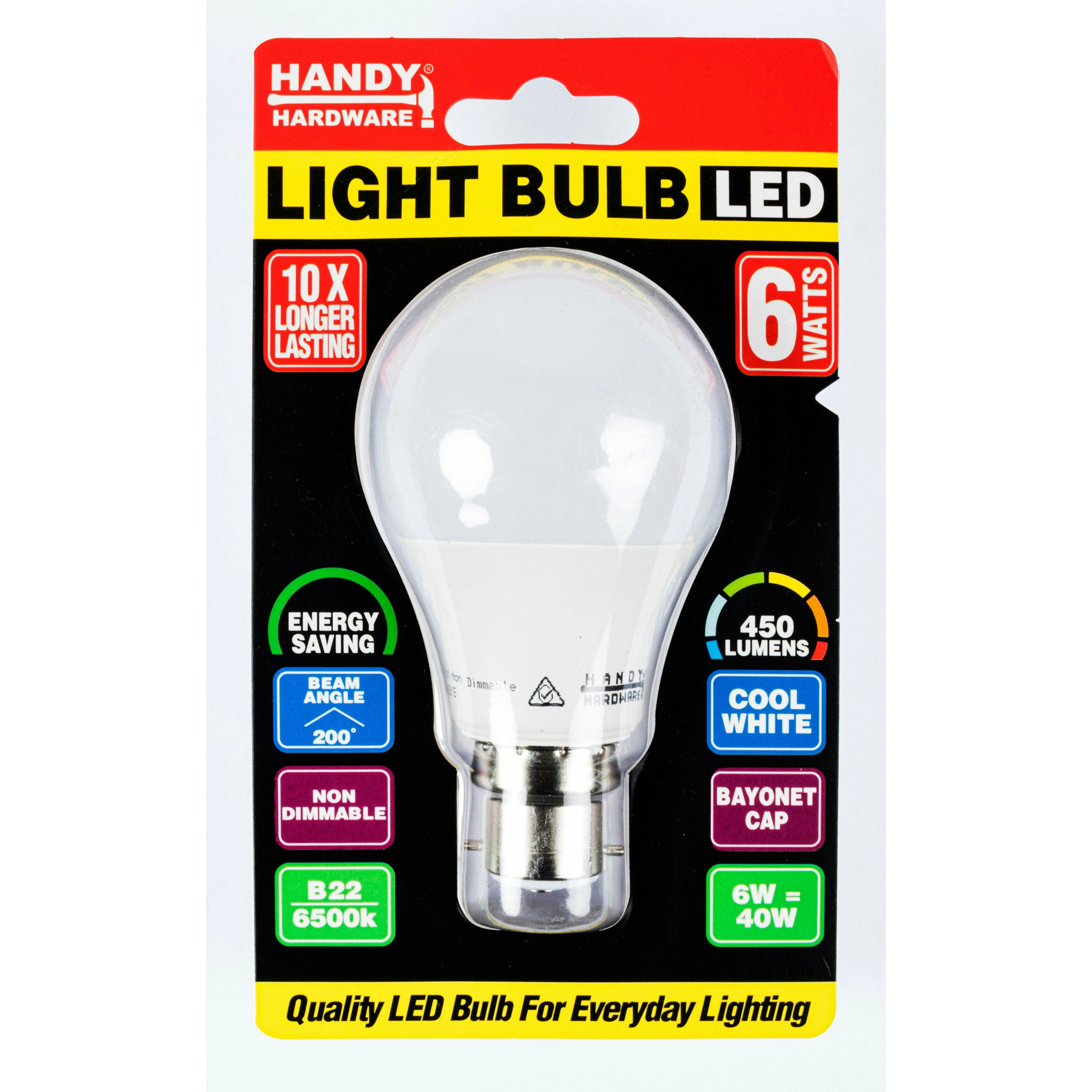 Light Bulb LED 6W Cool White - B22 Bayonet 1 Piece