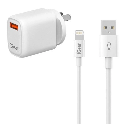 iGear iPhone Charger & Charging Cable - White