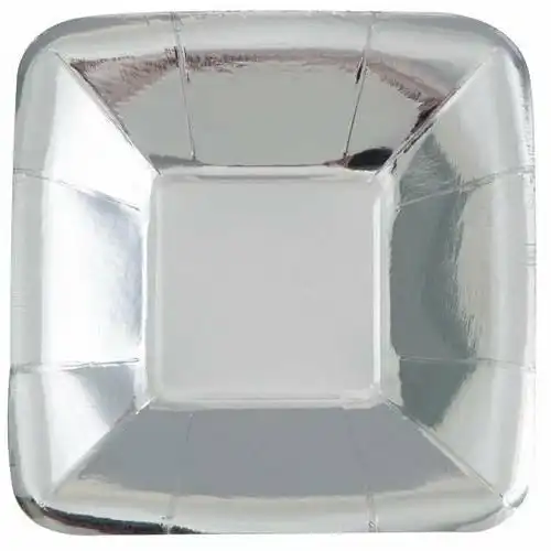 Silver Foil Square Appetizer Paper Plates