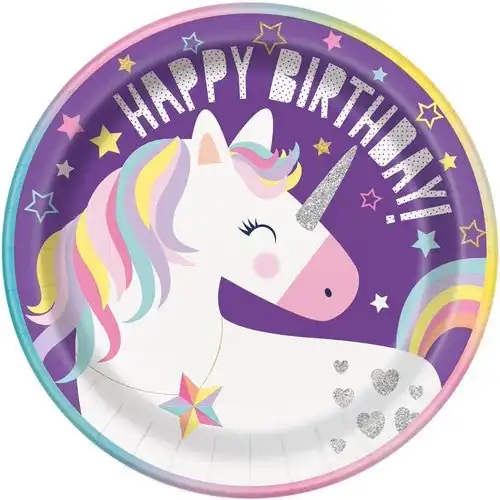 Unicorn Party Dinner Paper Plates