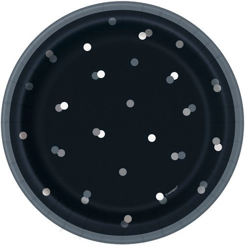 Black & Silver Polka Dot - Paper Plates