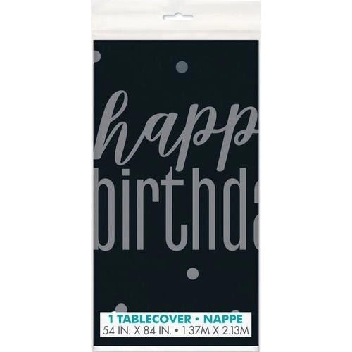 Black & Silver Happy Birthday - Table Cover