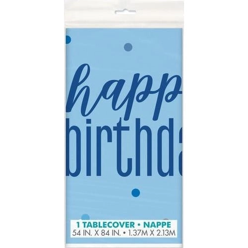 Happy Birthday Printed Tablecover - Blue