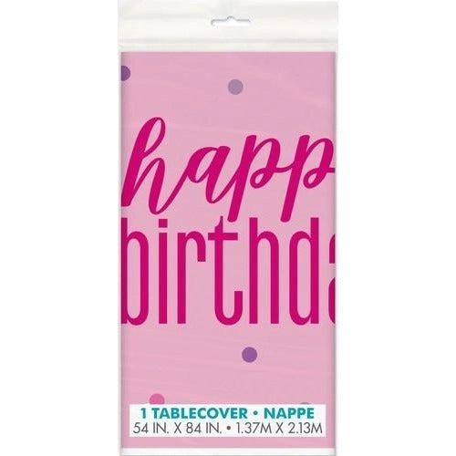 Happy Birthday Printed Tablecover - Pink