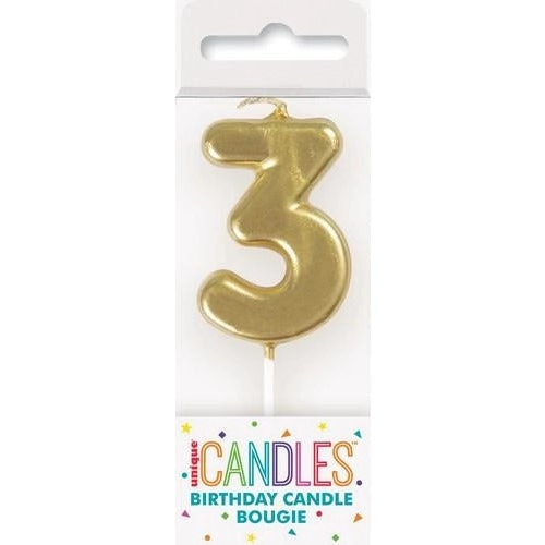 Birthday Candle Mini Pick Number 3 - Gold