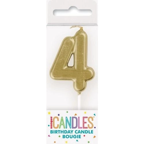 Birthday Candle Mini Pick Number 4 - Gold