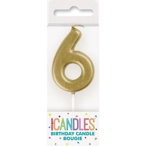 Birthday Candle Mini Pick Number 6 - Gold