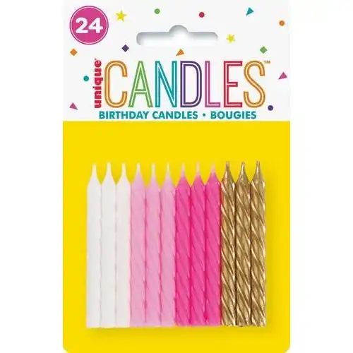 Spiral Birthday Candles - Pink Assorted