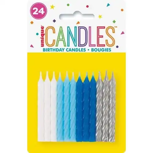 Birthday Spiral Candles - Blue Assorted