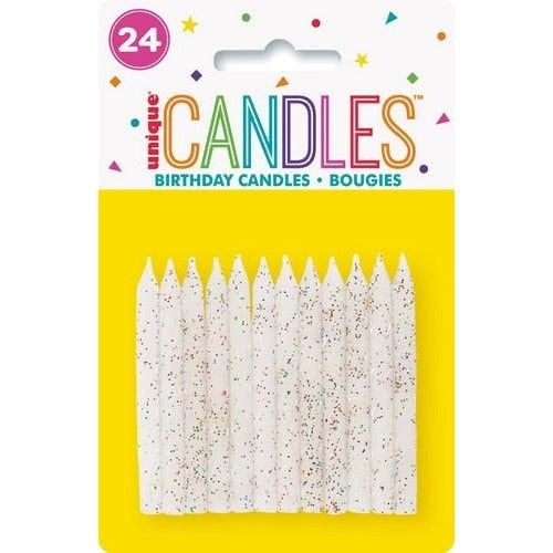 Birthday Candles Spiral - White With Glitter