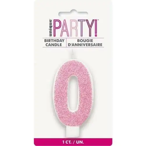 Numeral Candle 0 Glitter - Pink