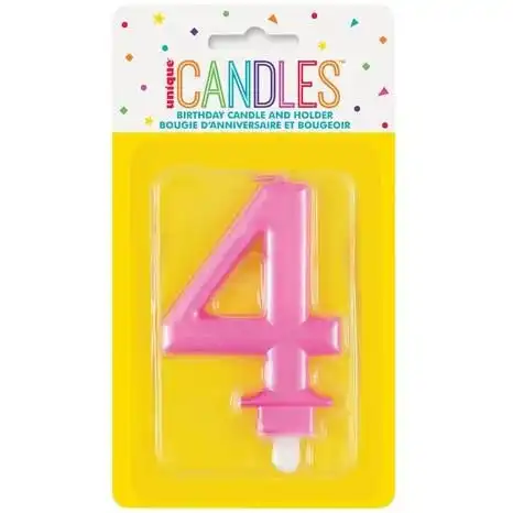 Numeral Candle 4 Metallic Pink