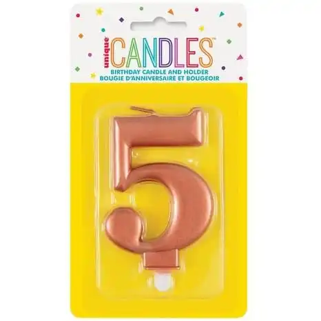 Numeral Candle 5 Metallic - Rose Gold