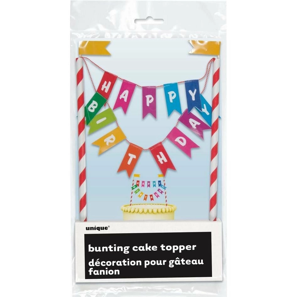 Happy Birthday Bunting Cake Topper - Rainbow Ribbons