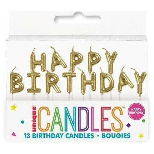 Happy Birthday Pick Candles - Gold