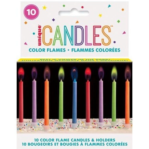 Coloured Flame Birthday Candles With Holders