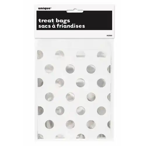 Foil Dots Treat Bags - Silver